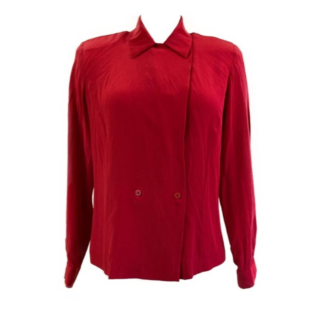 Vintage Classic Red Silk Blouse